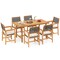 7 Piece Acacia Wood Dining Table Set with Cushioned Armchairs Natural Off White